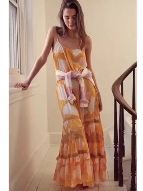 Free People Intimately Dresses & Skirts - Free People Intimately Make Your Move Maxi Slip Dress Yellow Combo Size XS NWOT